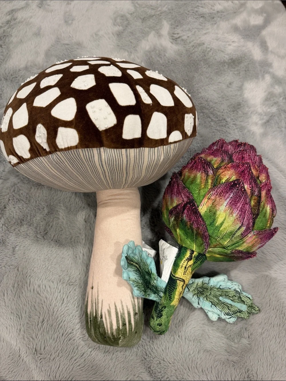 John Derian Whimsical Mushroom & Artichoke Plush Set